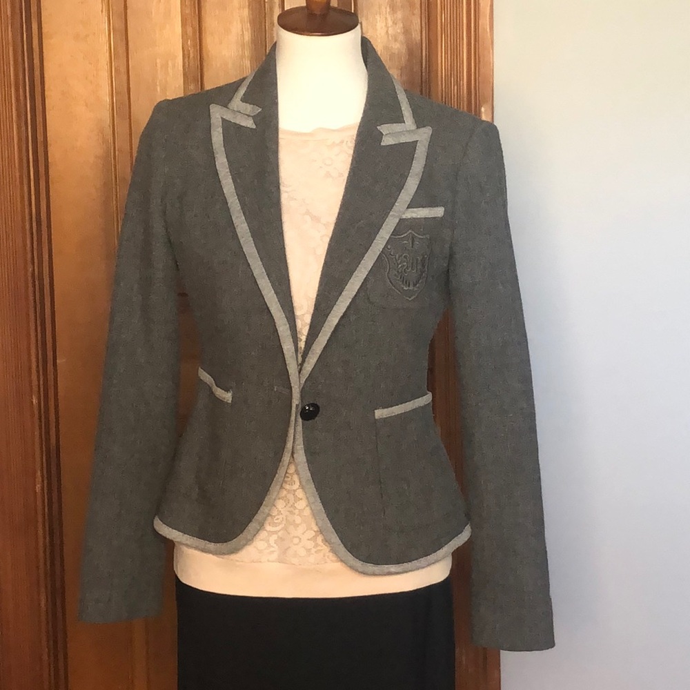Grey Blazer w/ Heather Grey Piping & Crest Pocket